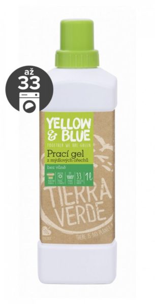 Yellow&Blue Prací gel bez vůně (1 l) - z bio mýdlových ořechů